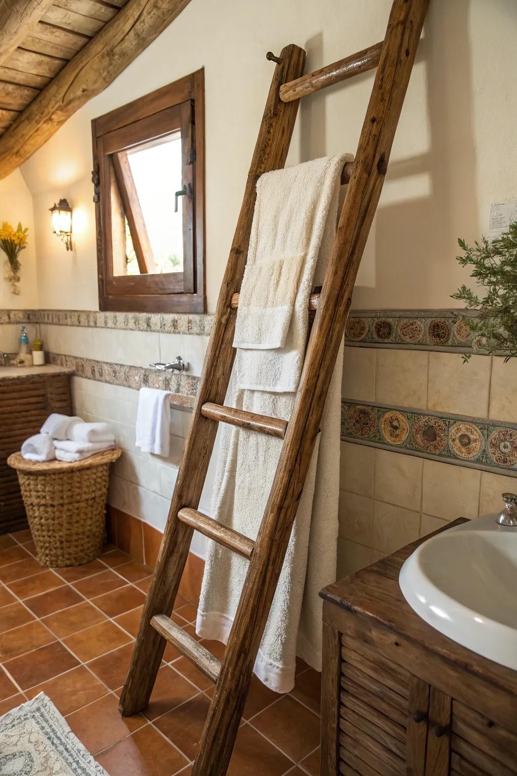 Classic ladders impart rustic charm and function.