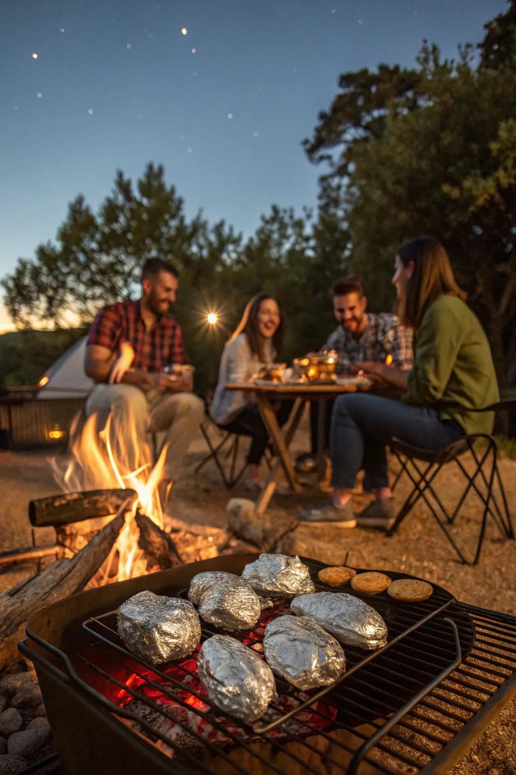 A cozy Outback Feast under the open sky.