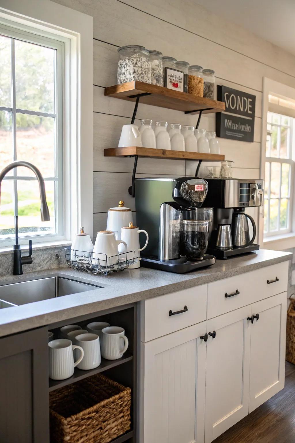 A coffee station is a perfect morning treat in any kitchen.