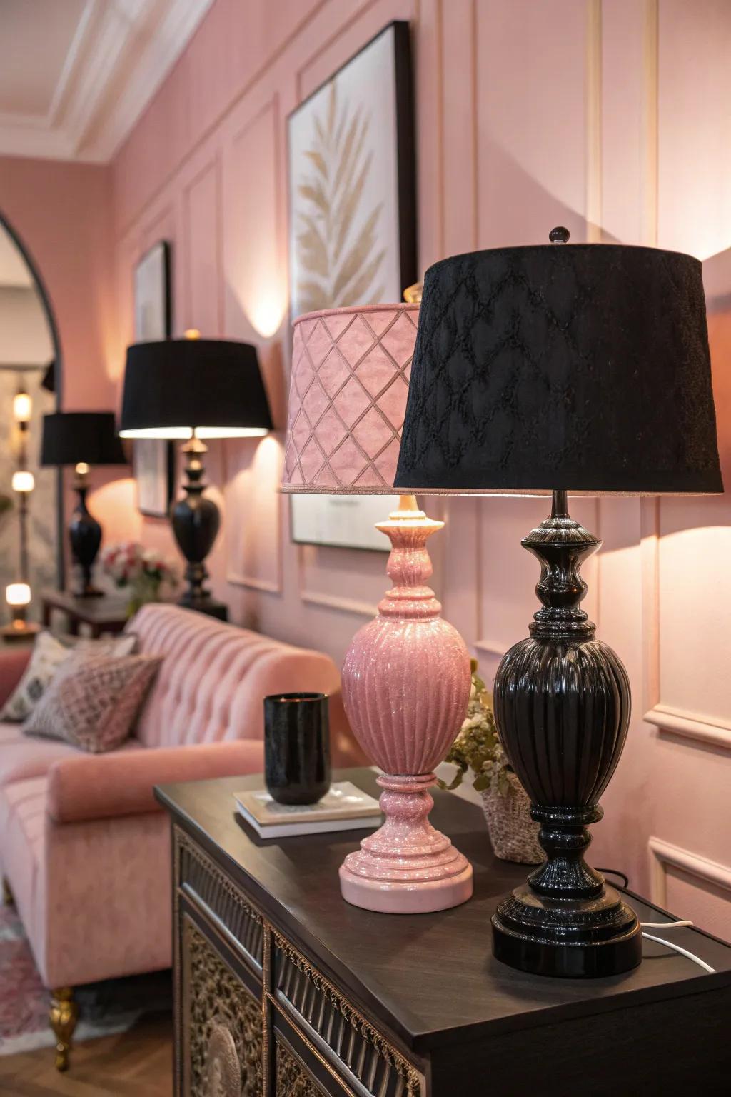 Graduated illumination enhances the room's atmosphere and scale.