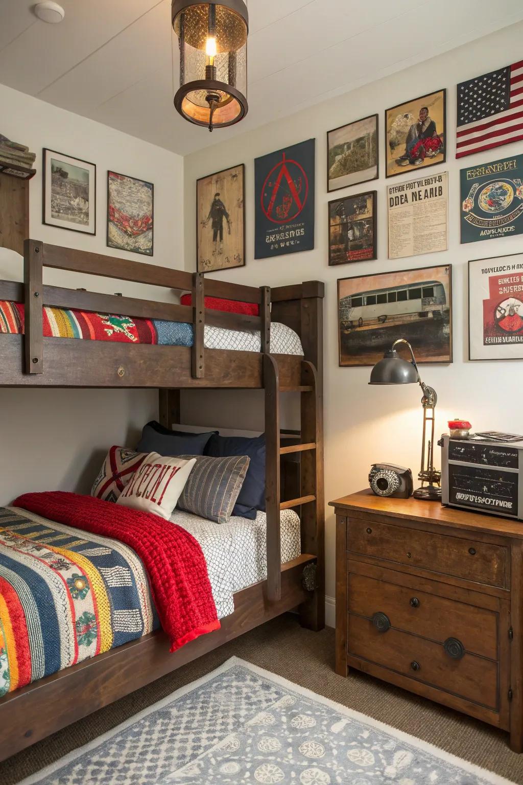 Vintage allure appends character and warmth to any chamber.