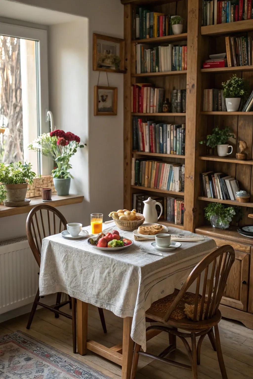 A built-in bookshelf can be both functional and decorative.