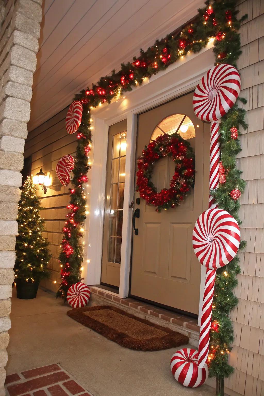 Greet your invitees with holiday cheer with the help of peppermint stick gateway design.