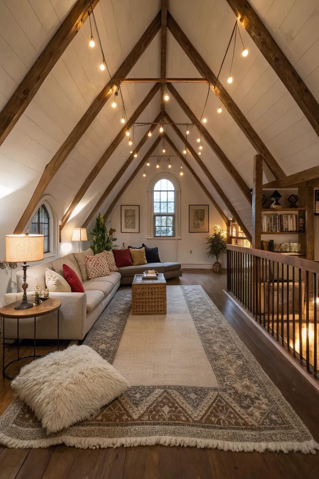 A balcony space creatively utilizes vertical space for added functionality.