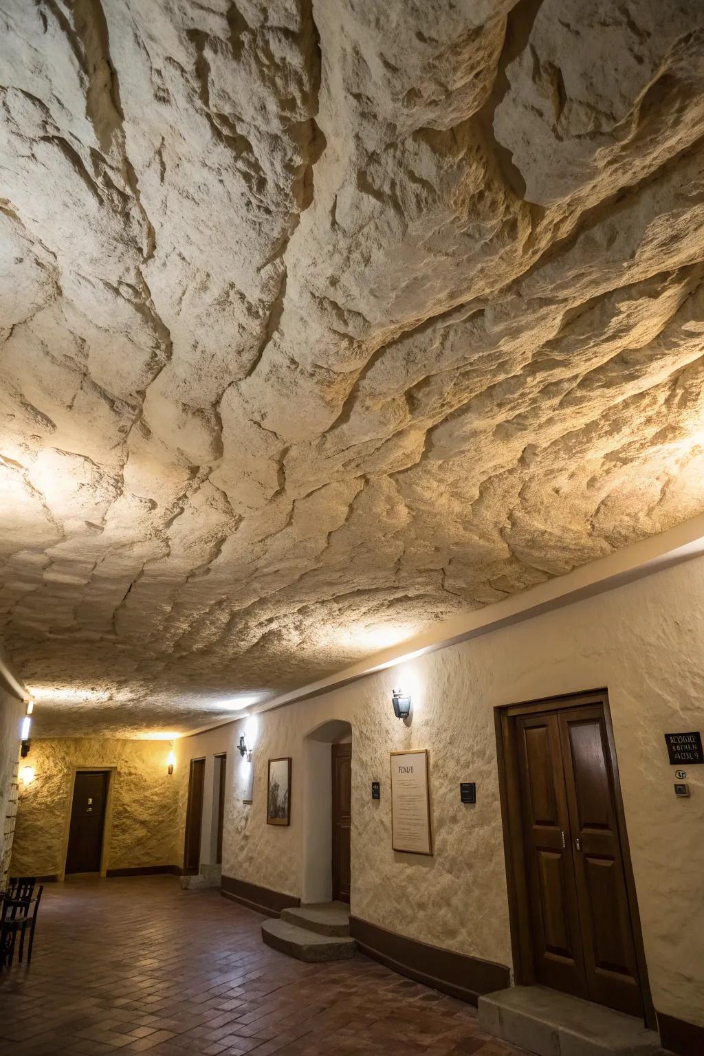 Roof designs enhance the cave illusion.