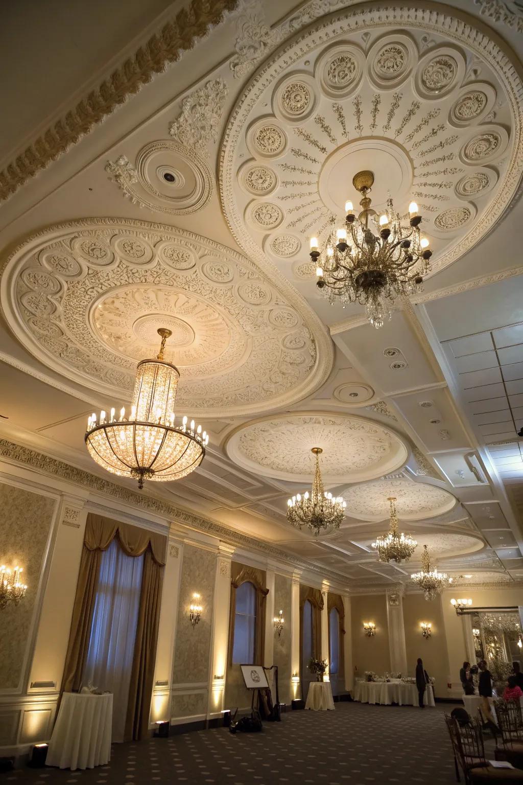 Ceiling rosettes can be transformed into art.