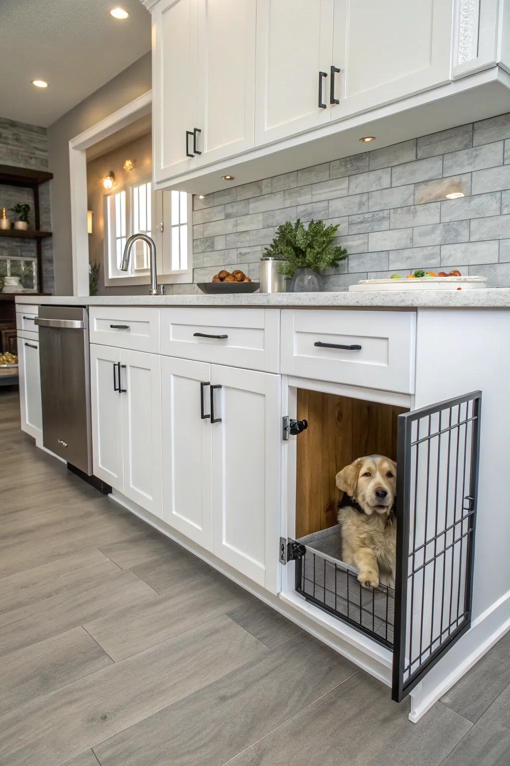 Keep your space tidy with a cabinet-turned-kennel.