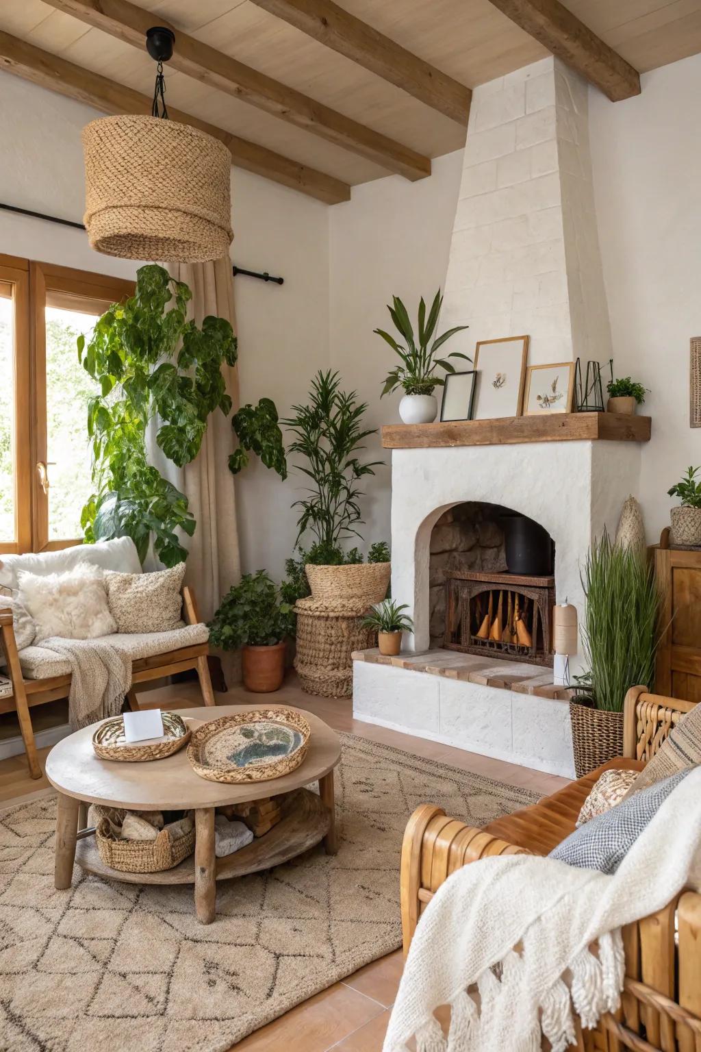 Natural lime wash introduces texture and dimension, furnishing an earth-friendly finish.