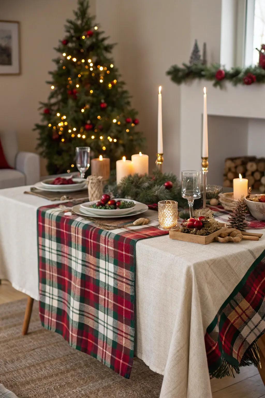 Tartan linens as tablecloths introduce warmth and style to the table.