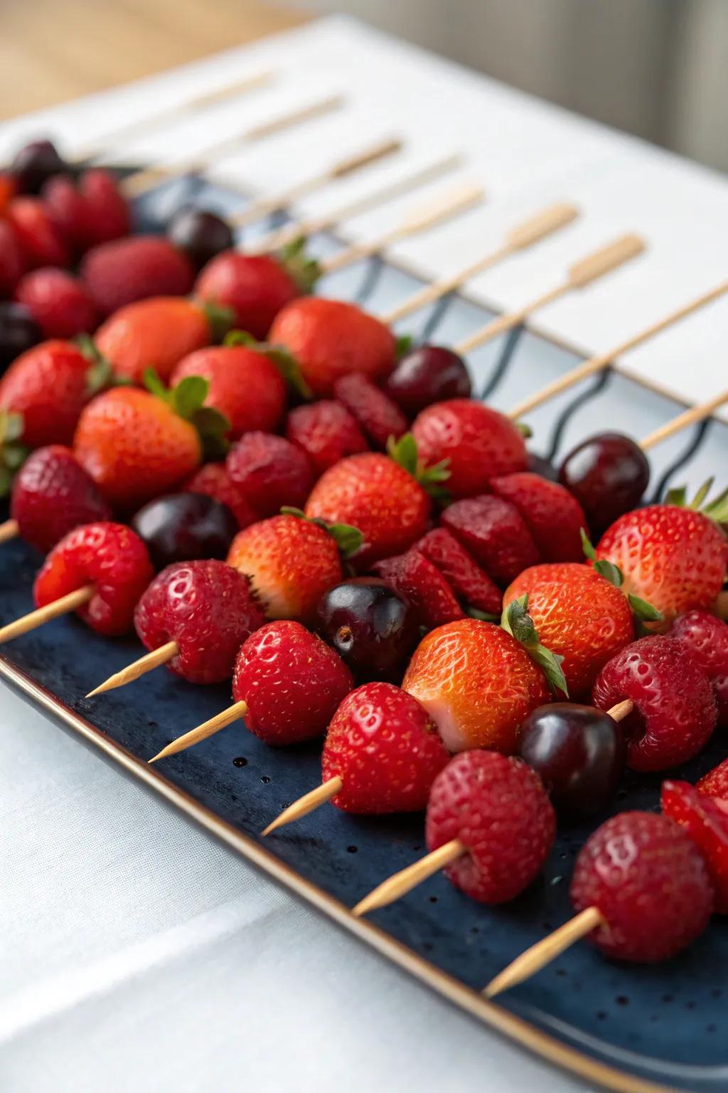 Vivid ruby fruit sticks offering a nutritious and colorful treat.