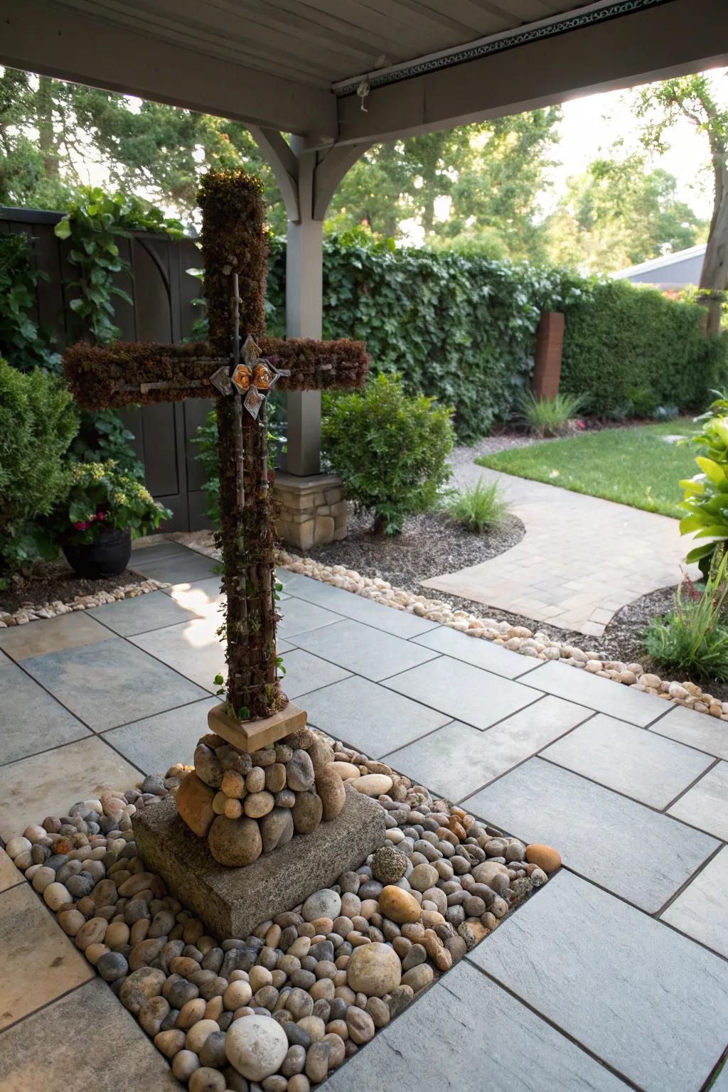 Cross embellished with raw stones