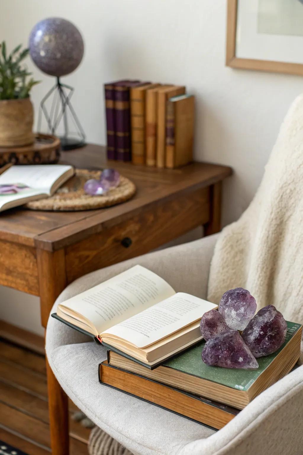 Fluorite in study spaces can enhance focus and encourage a calm atmosphere.