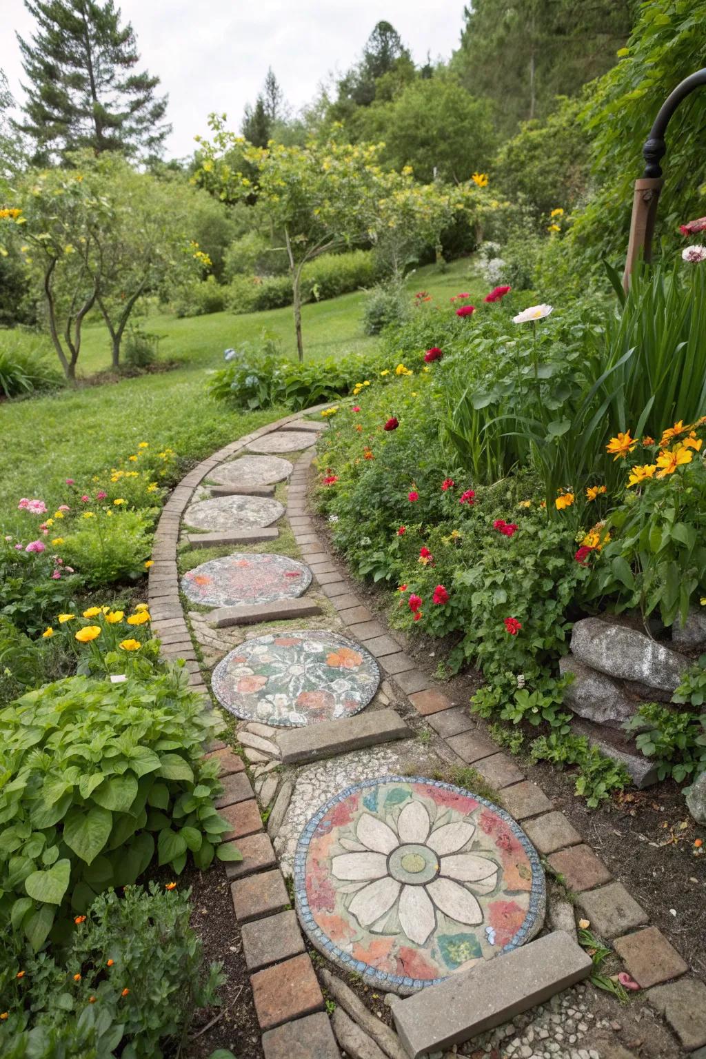 Ornamental promenade stones infuse whimsy and function into garden trails.