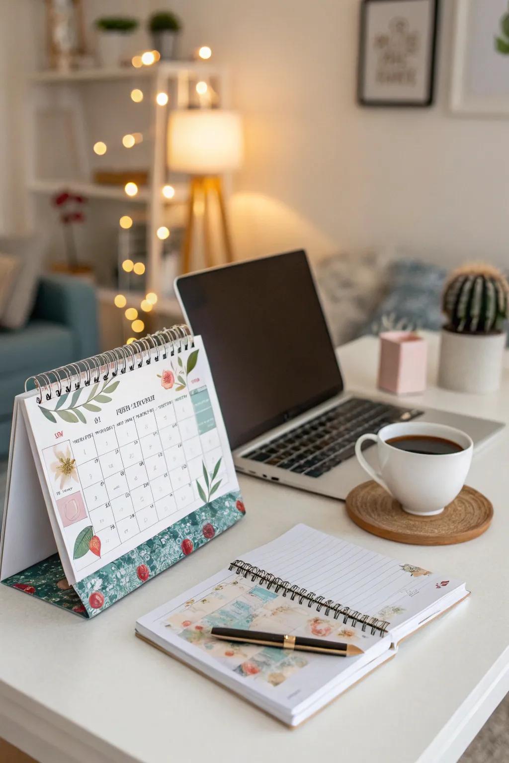 A time planner contributing both practicality and aesthetic appeal.