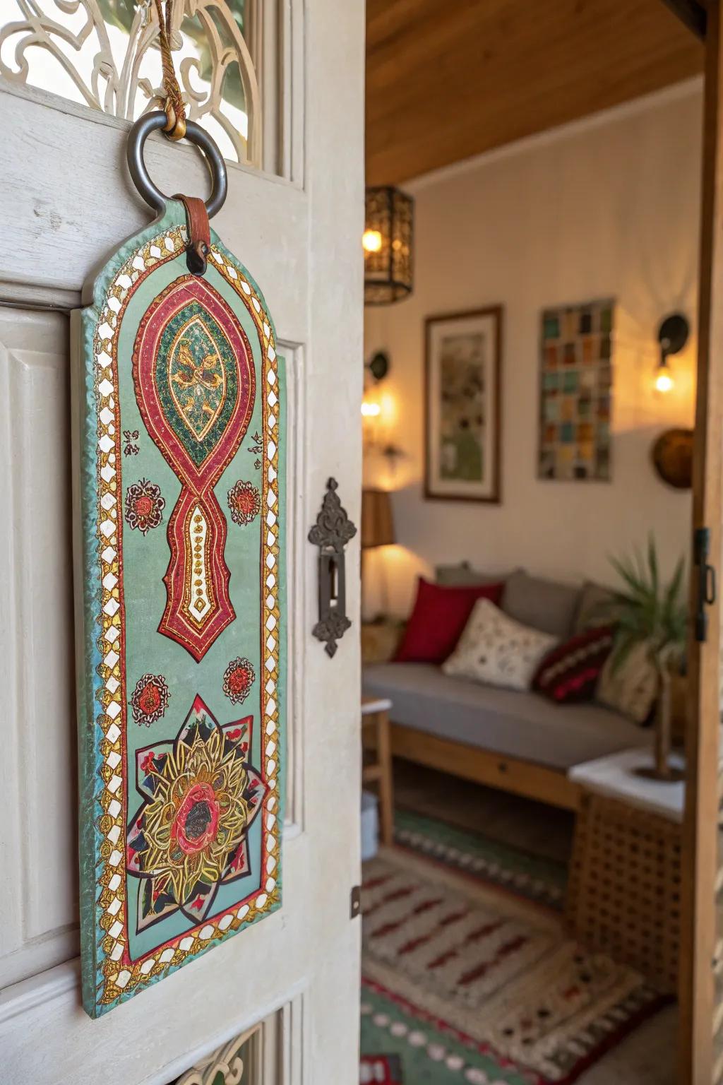 Convey global flair to your aesthetic with a culturally inspired door piece.