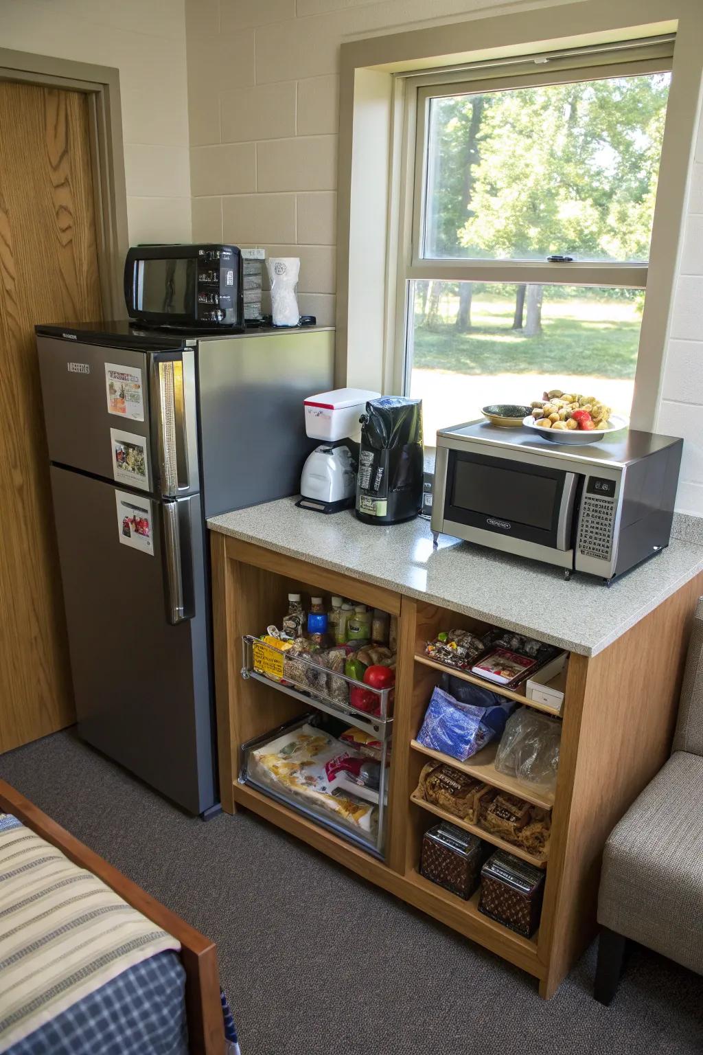 A dedicated snack zone maintains order and convenience.