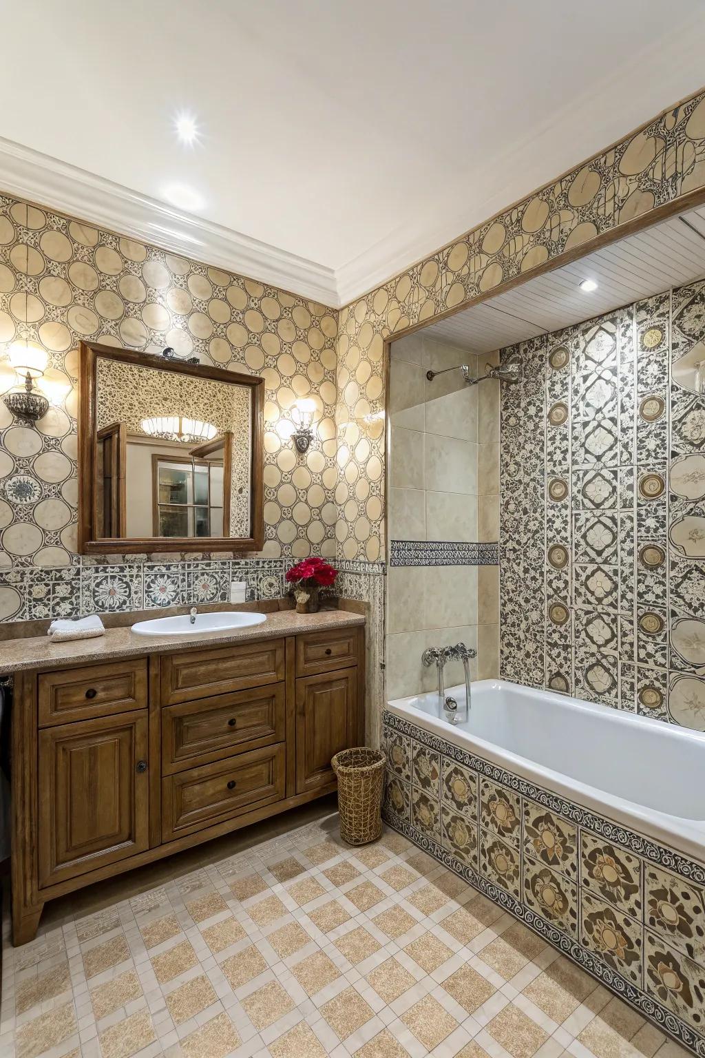 Patterns make your bathroom look better and more interesting.