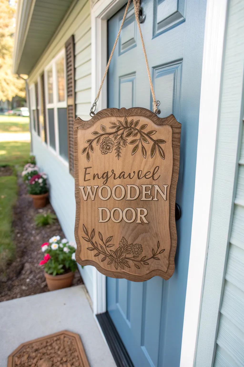 An etched door greeting extends a warm welcome and a touch of personalization to your home.