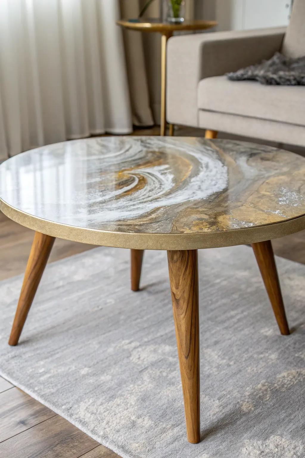 Elevate your parlor through this breathtaking metallic epoxy coffee table—where elegance encounters simplicity.