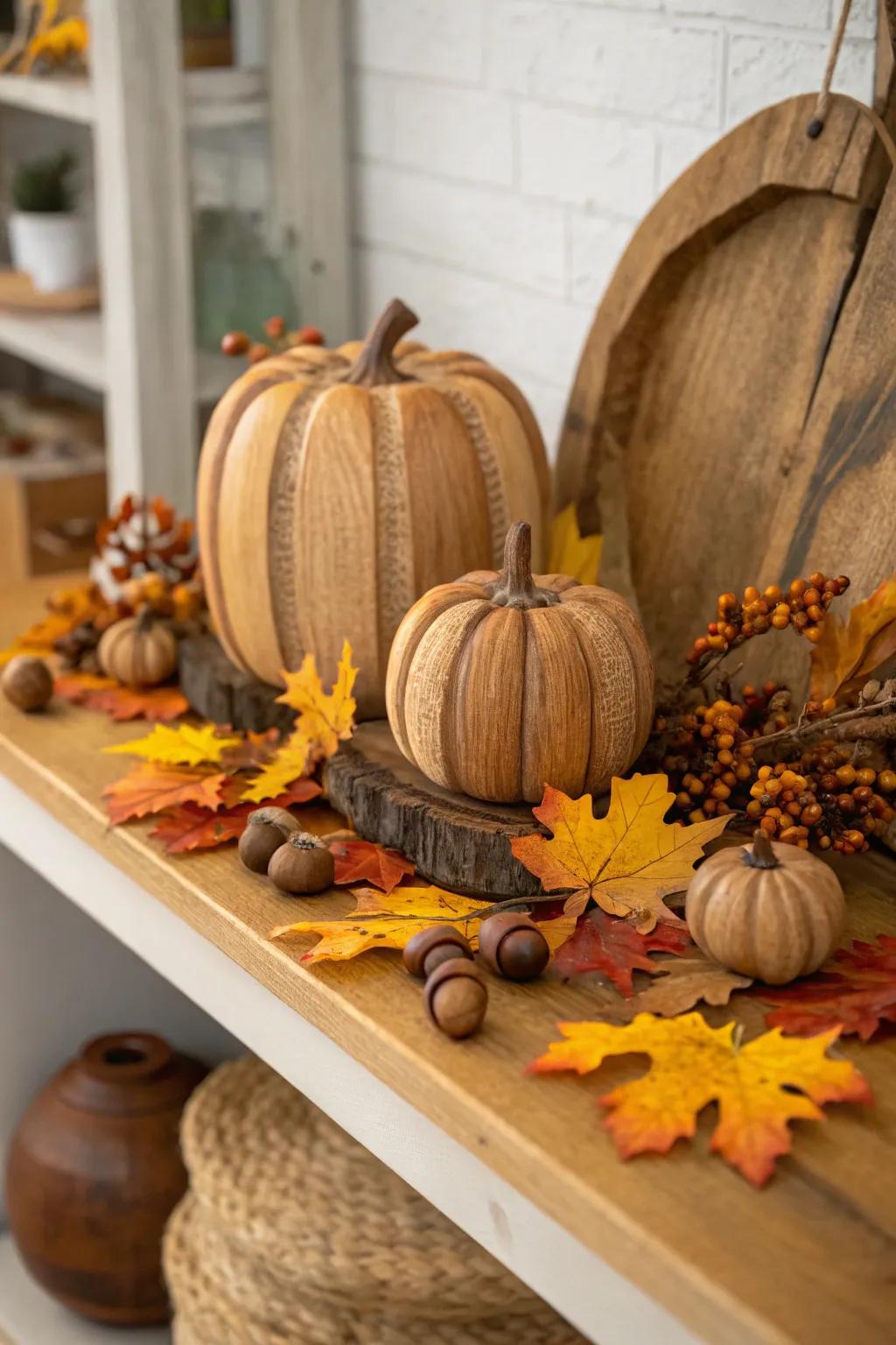 Wood squash ornament that brings lasting charm to your space.