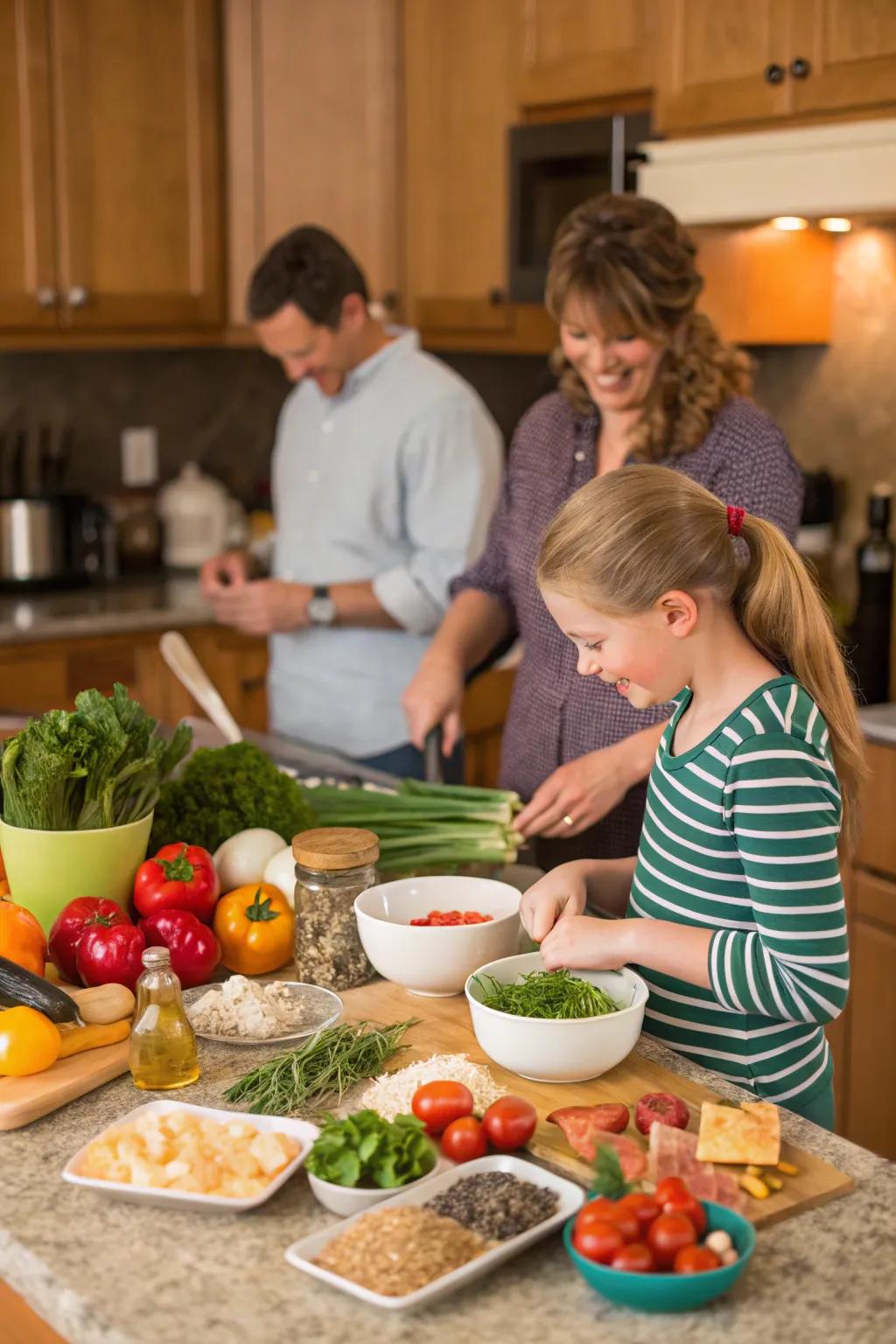 A delightful culinary class evening with the family creating culinary magic.