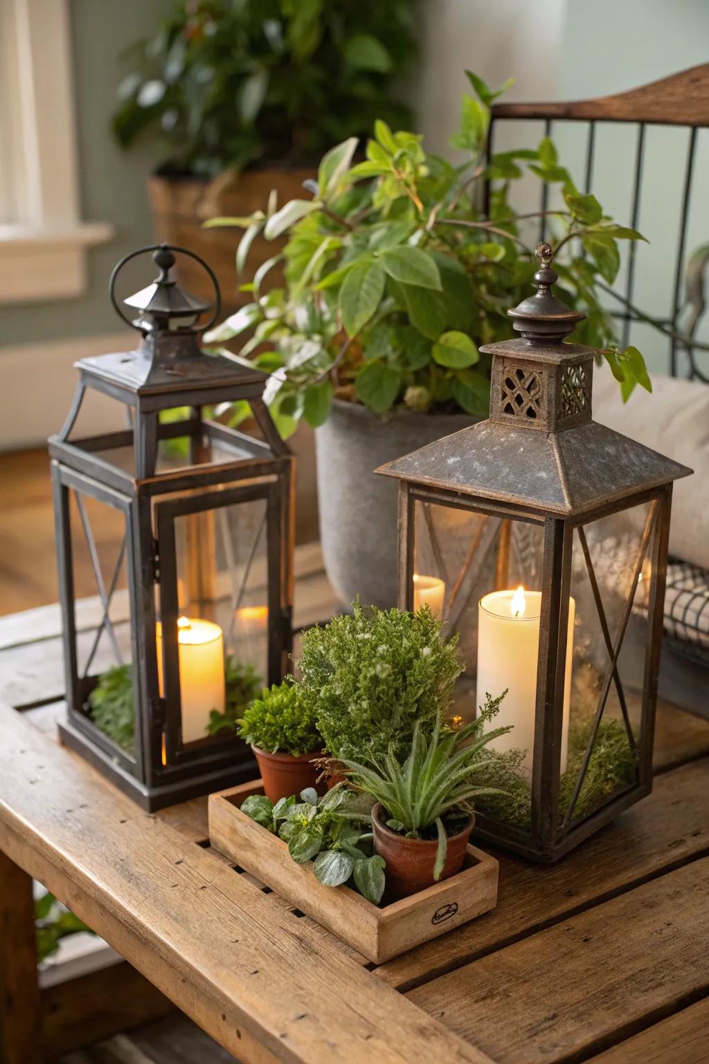 Lights can double as inventive flora holders.