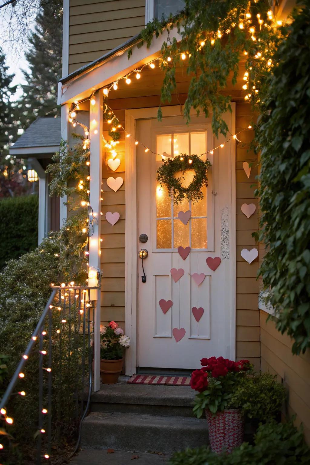 Fashion a magical ambiance using hearts and illumination.