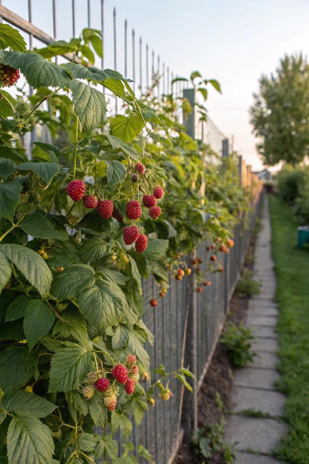 Consumable plants such as raspberries deliver charm and bounty.