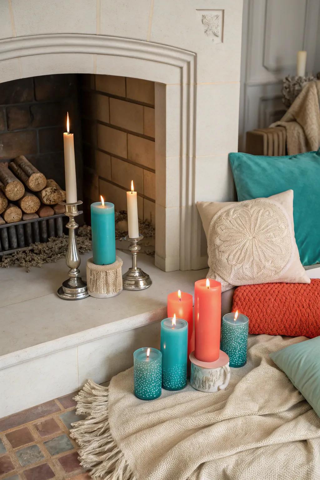 Attain serenity with neutral details and candlelight.
