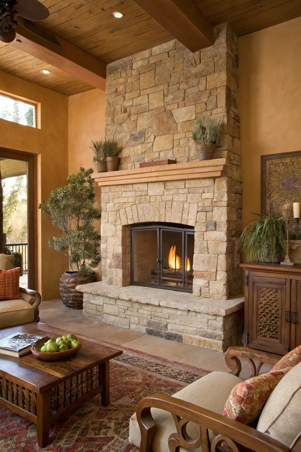 Natural stone facades proffer an organic and welcoming aesthetic.