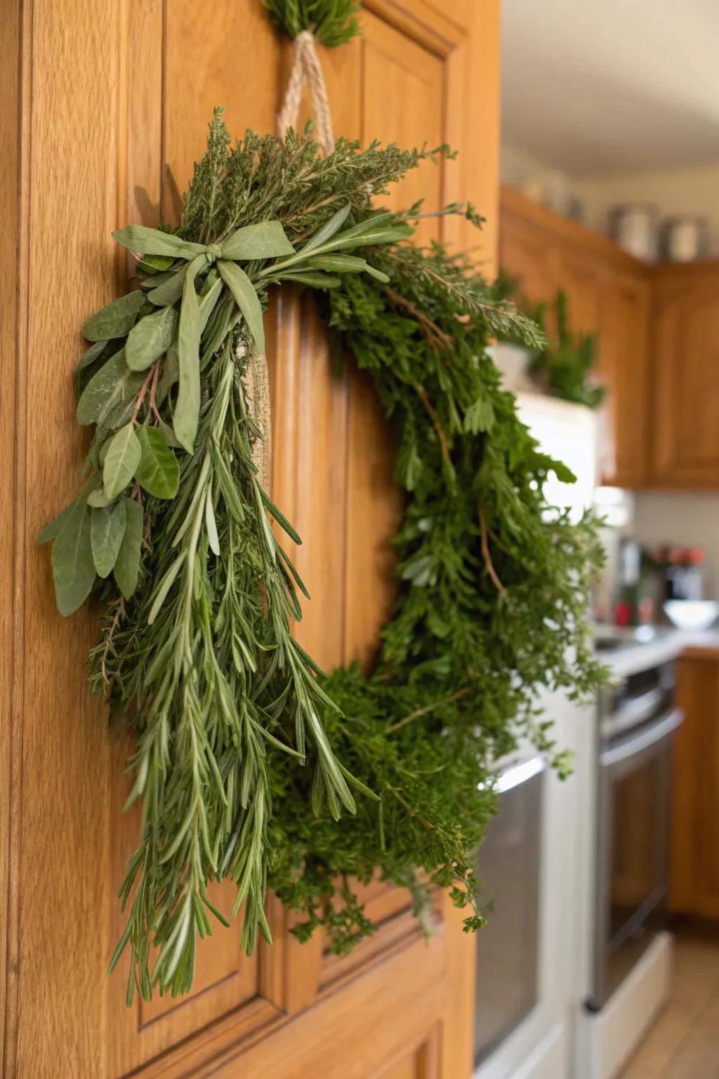 Pragmatic splendor manifested through a wreath of artisanal aromatics.