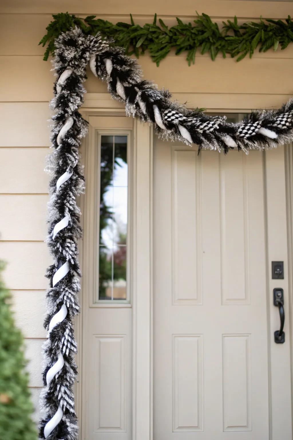Make a bold statement using a black and white garland.