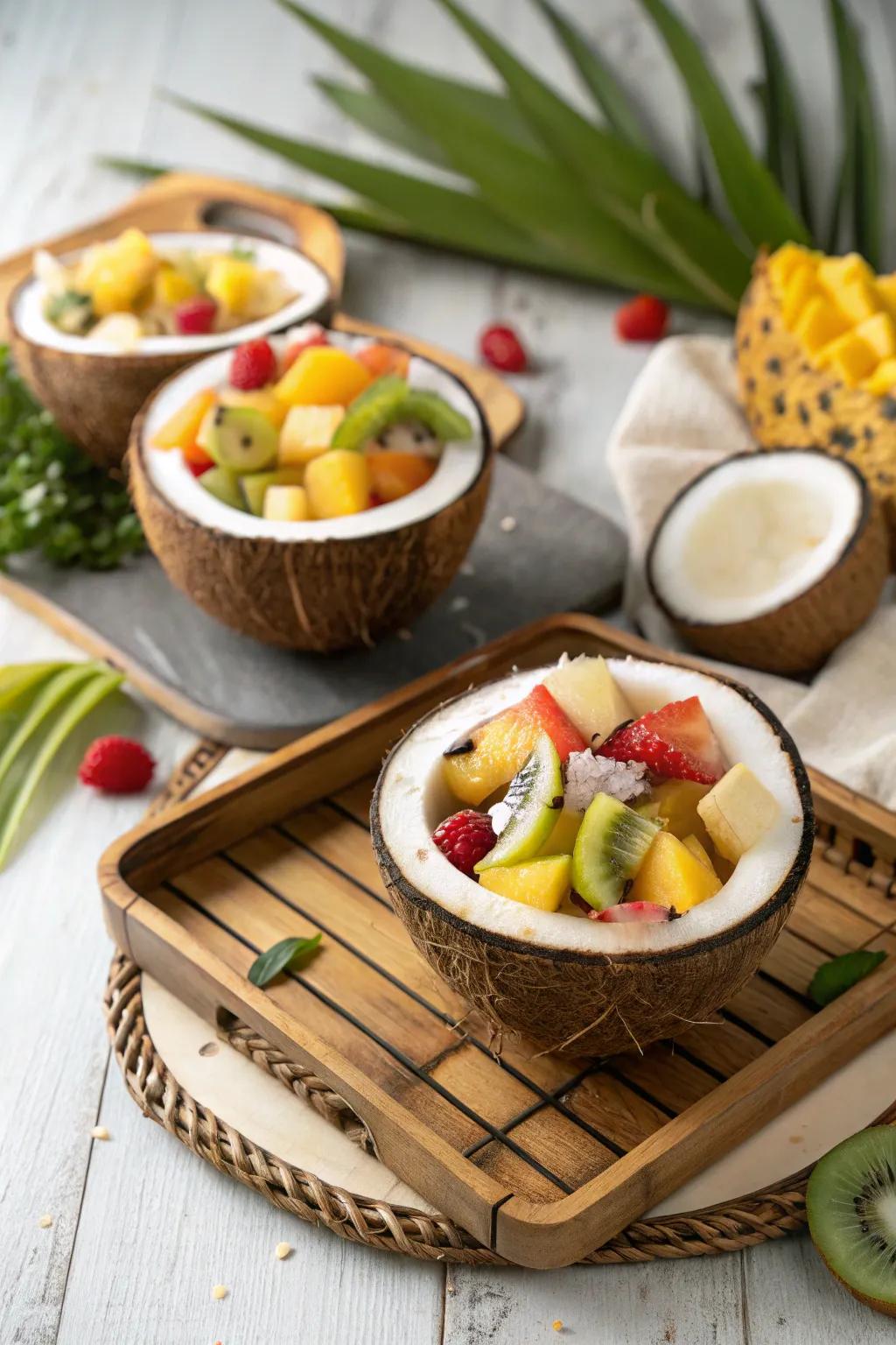 A coconut shell surprise that incorporates sustainable charm.