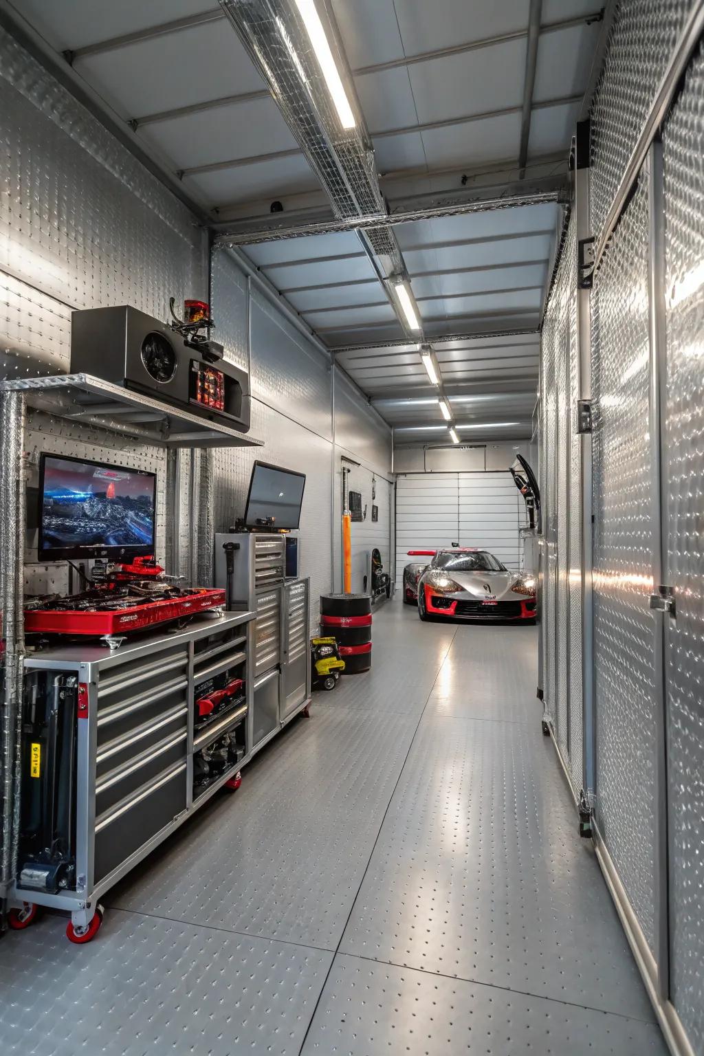 Your garage will have a sleek, modern appearance thanks to metallic finishes.