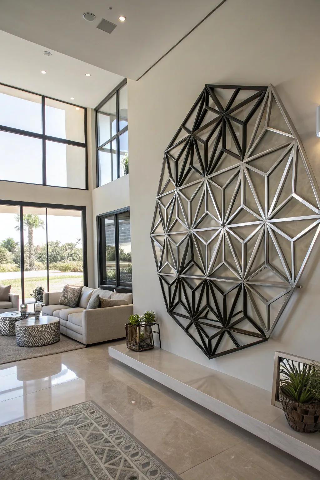 Geometric partition sculptures proffer an architectural and audacious assertion.