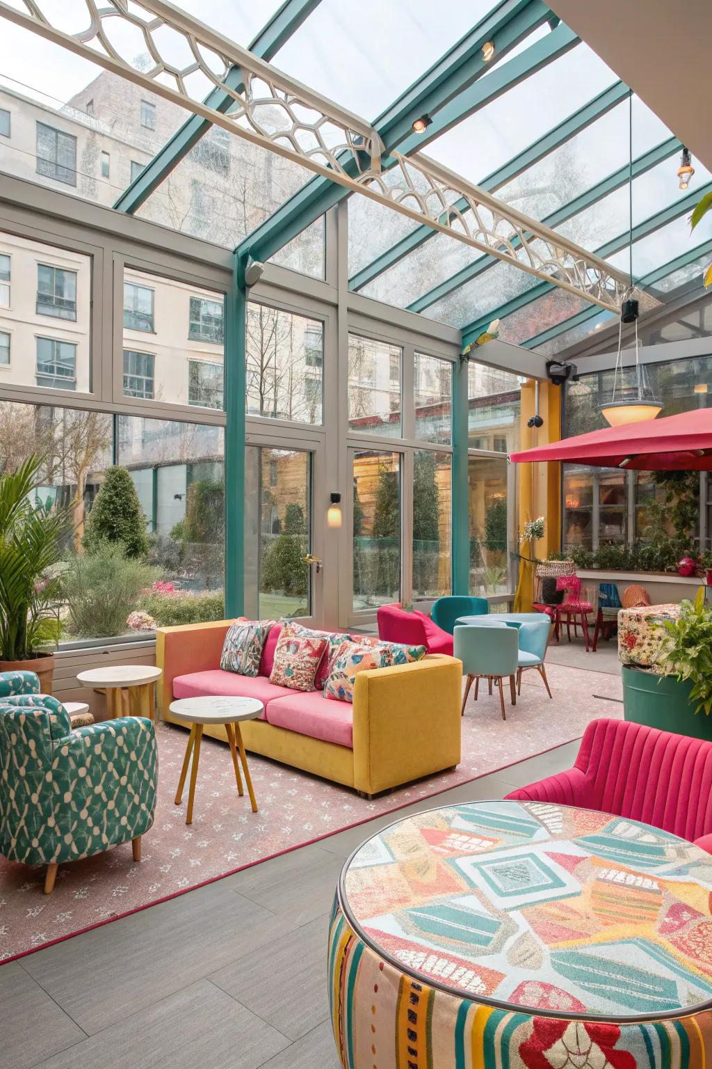 A vibrant and welcoming lounge area perfect for gatherings.