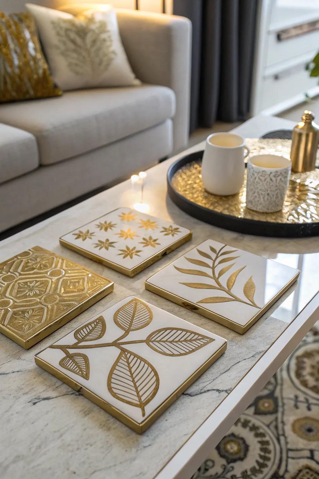 Protect your surfaces in style with gilded paper coasters.