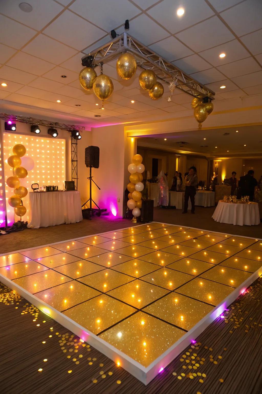 Exhilarating gilded radiance dance floor for a night to cherish.