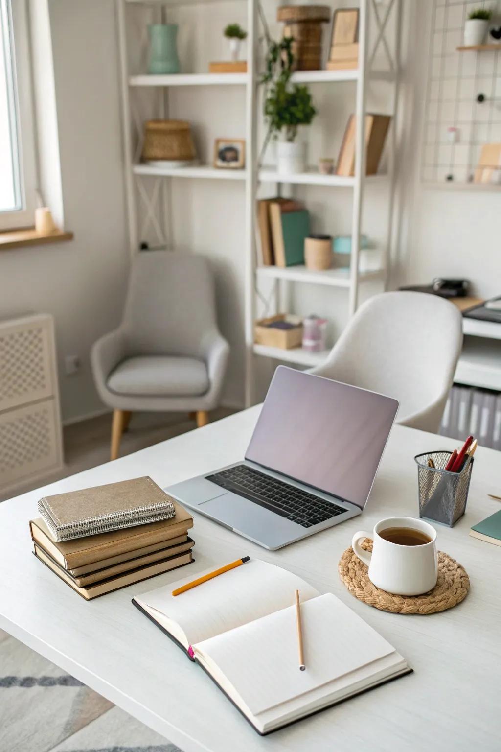 A tidy workspace encourages focus and efficiency.