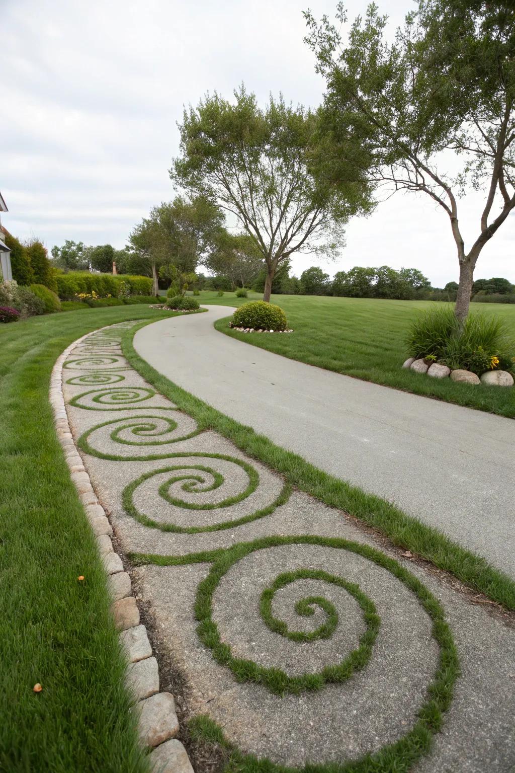 A spiraling symphony of green, transforming ordinary driveways into extraordinary vistas.
