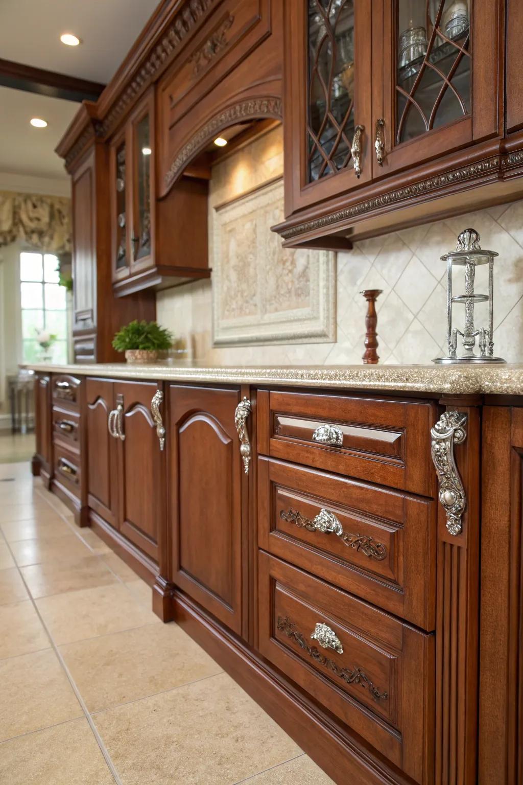Antique silver handles for a sophisticated heritage detail.