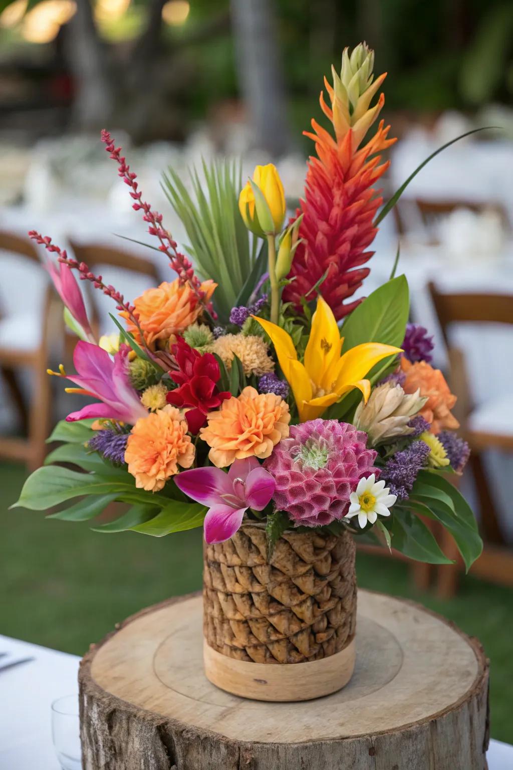 Vivid tropical flora crafts unique and intriguing setups.