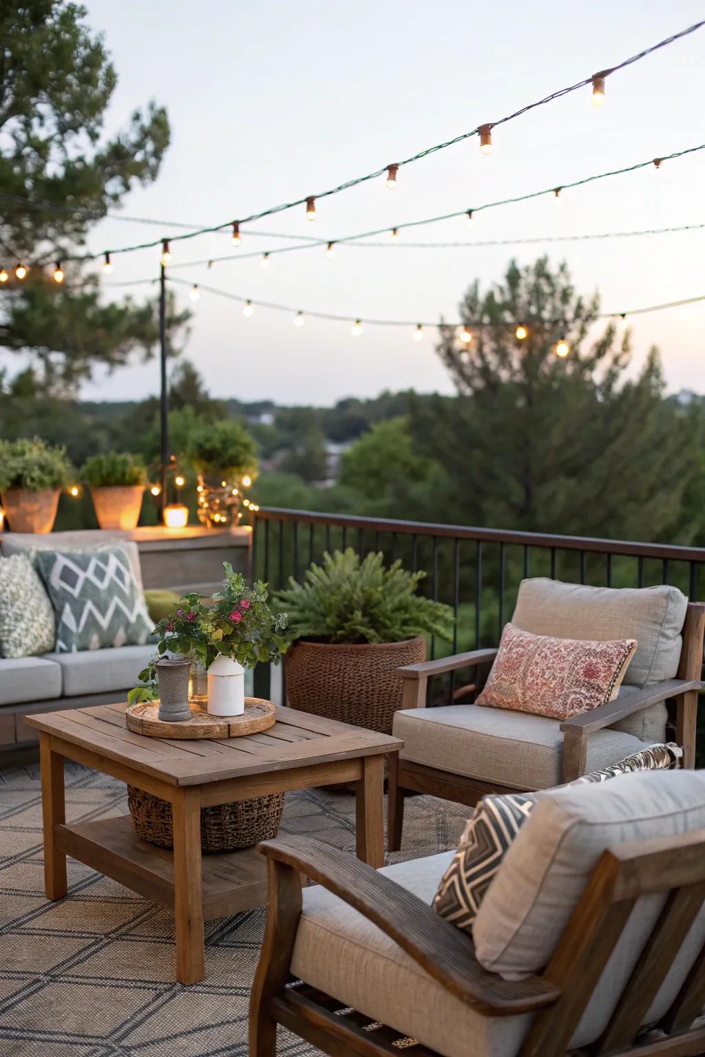 An inviting outdoor area perfect for relaxation and entertainment.