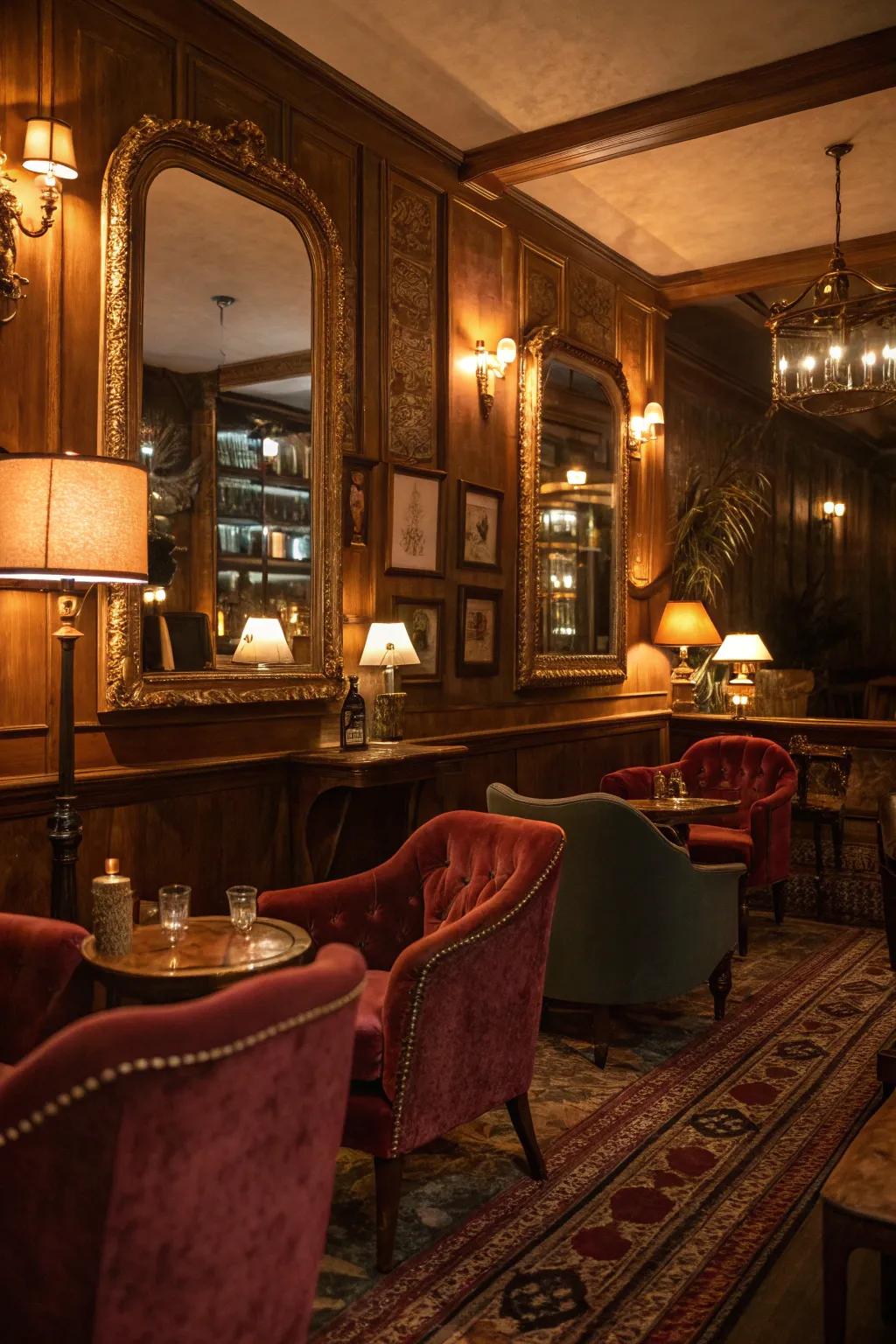 Reflections enhance light and space in your speakeasy.