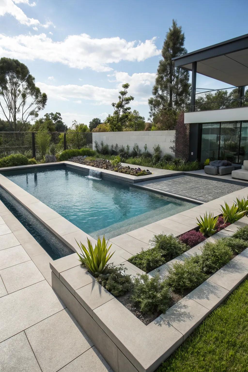 A modern geometric pool layout for a sleek look.