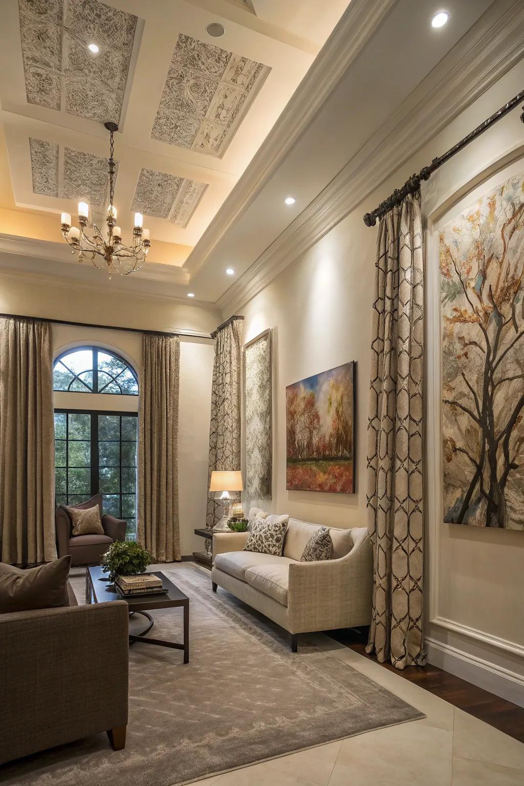 Unconventional hanging styles can add a unique flair to your family room.