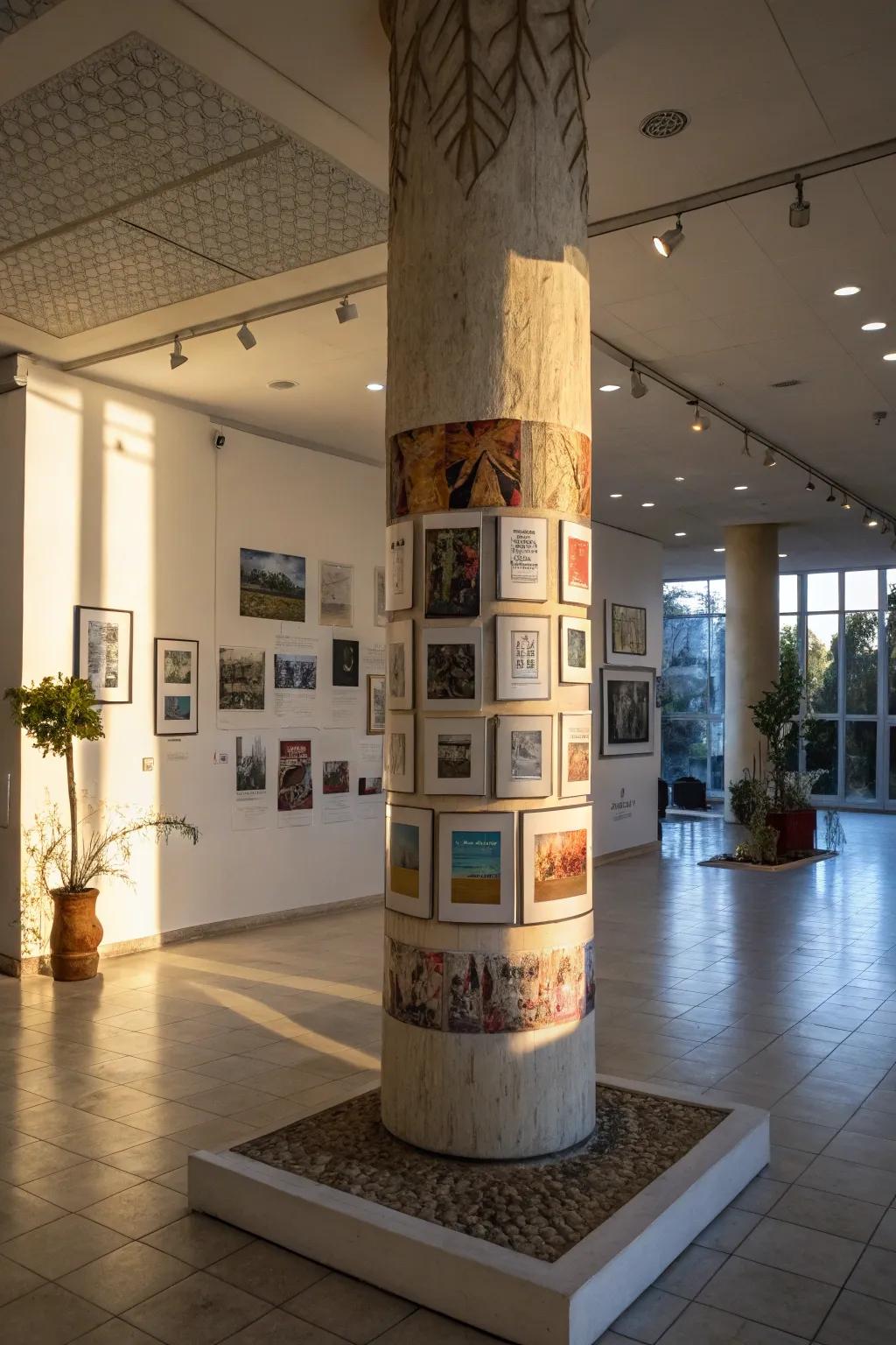 Columns as personal art galleries.