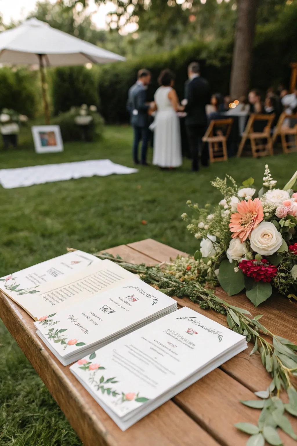 Personalized guides add a unique and guiding touch to the ceremony.
