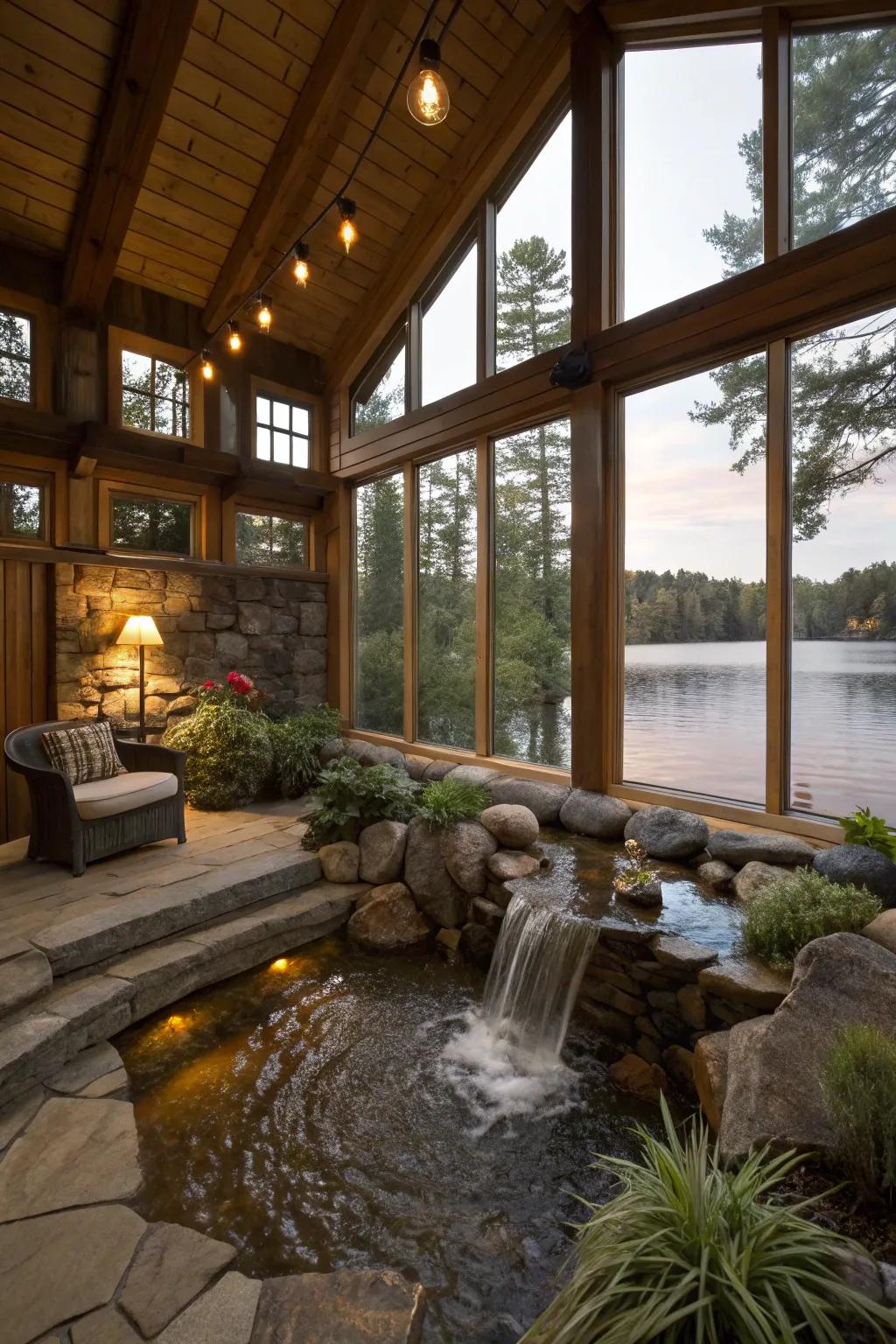 Water features inject serenity to the home.