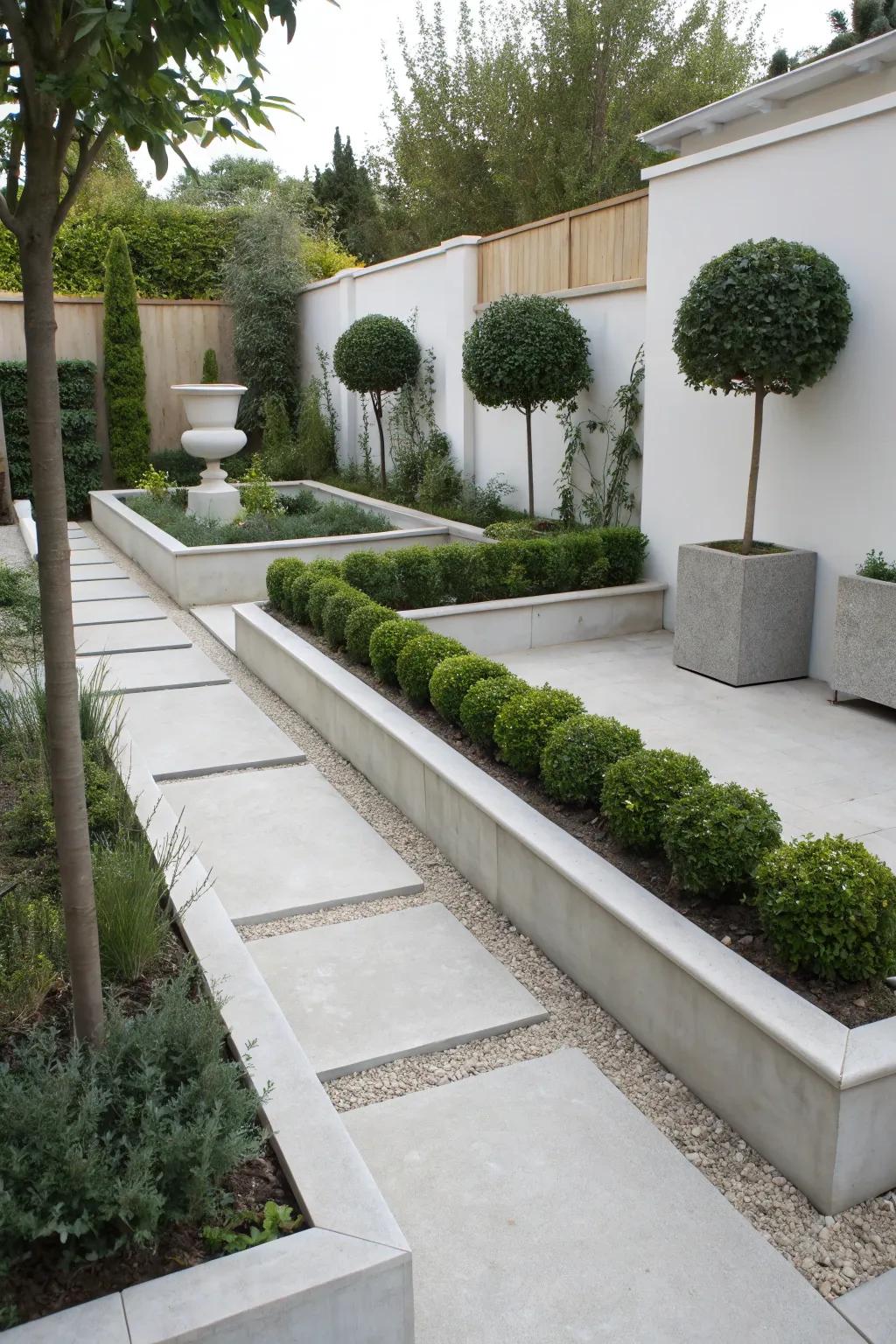 Concrete edging provides toughness and tidy looks for gardens.